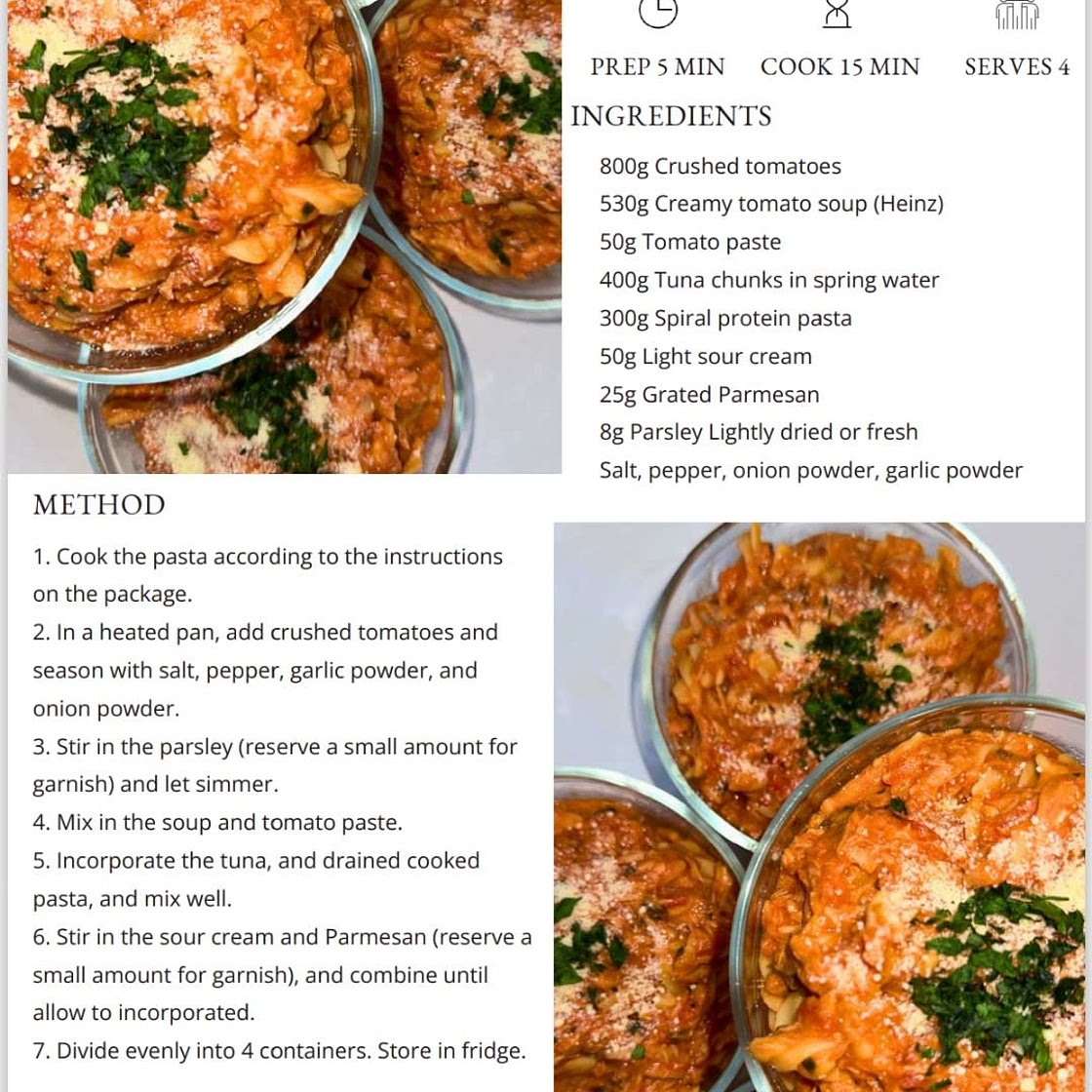 Tomato Tuna Pasta - 555 Cals