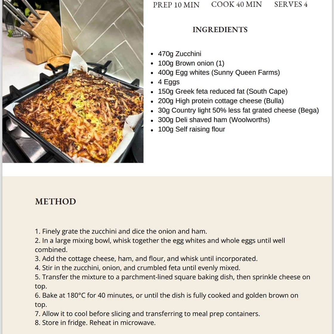 Zucchini Slice 470 Cals