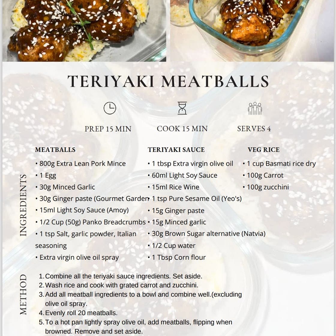 Teriyaki Meatballs 522 Cals