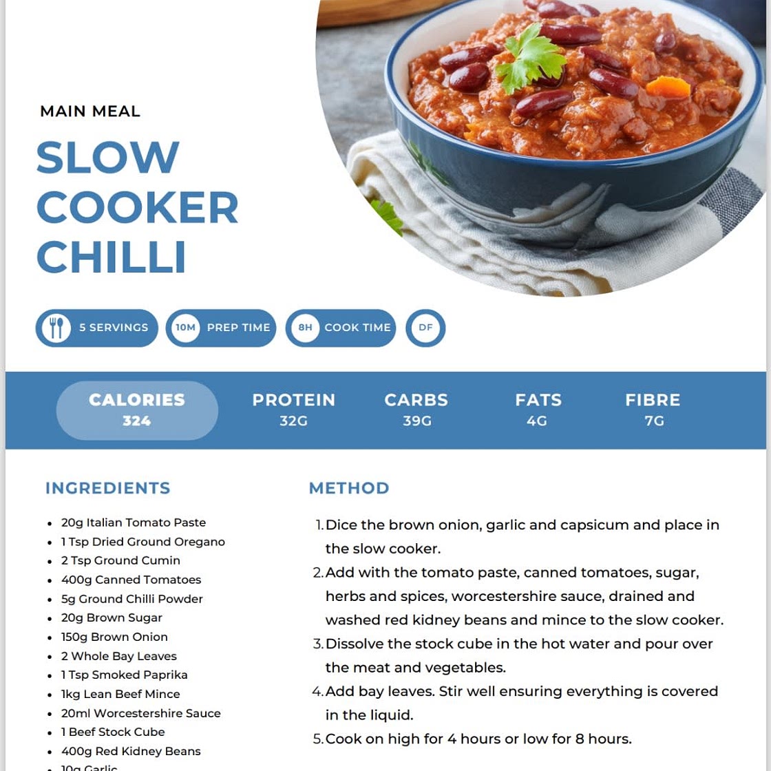 Slow Cooker Chilli 324 Cals