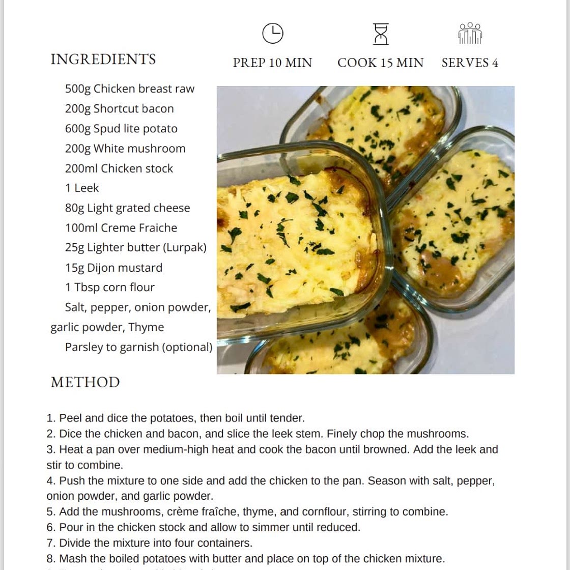 Chicken, Bacon, Leek and Potato Pie