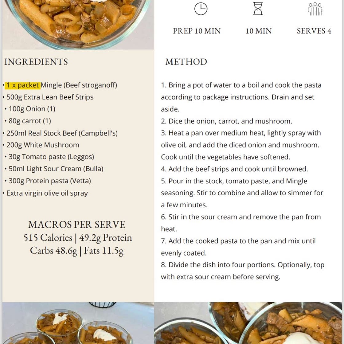 Beef Stroganoff 515 Cals