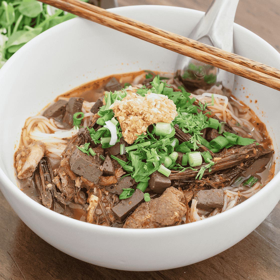 Thai Rice Noodles with Spicy Pork Sauce