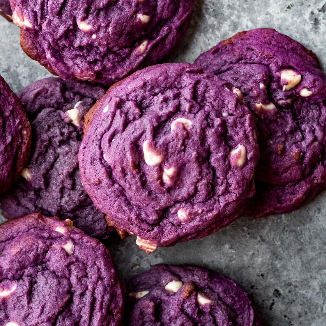 Brown Butter White Chocolate Ube Cookies