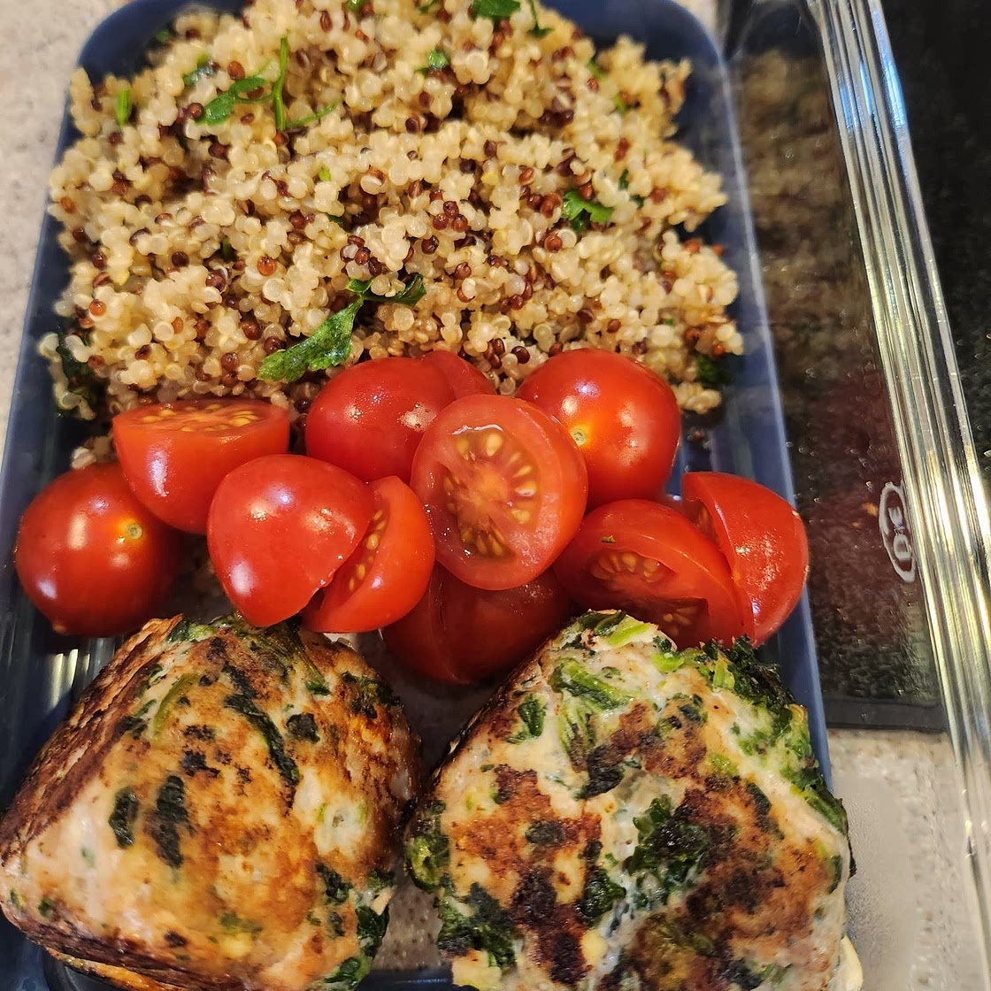 Spinach & Feta Turkey Meatballs with Herbed Quinoa