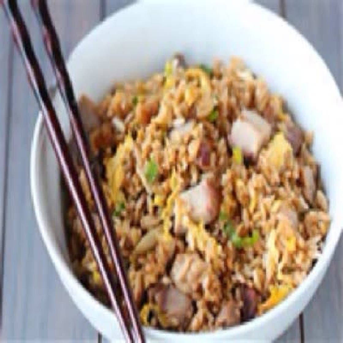 Leftover Pork with Browned Rice