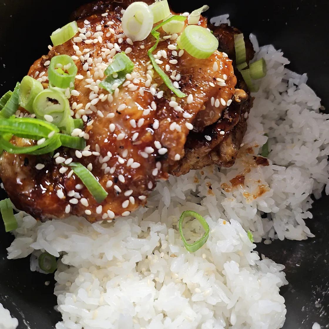 Soy glazed chicken with rice