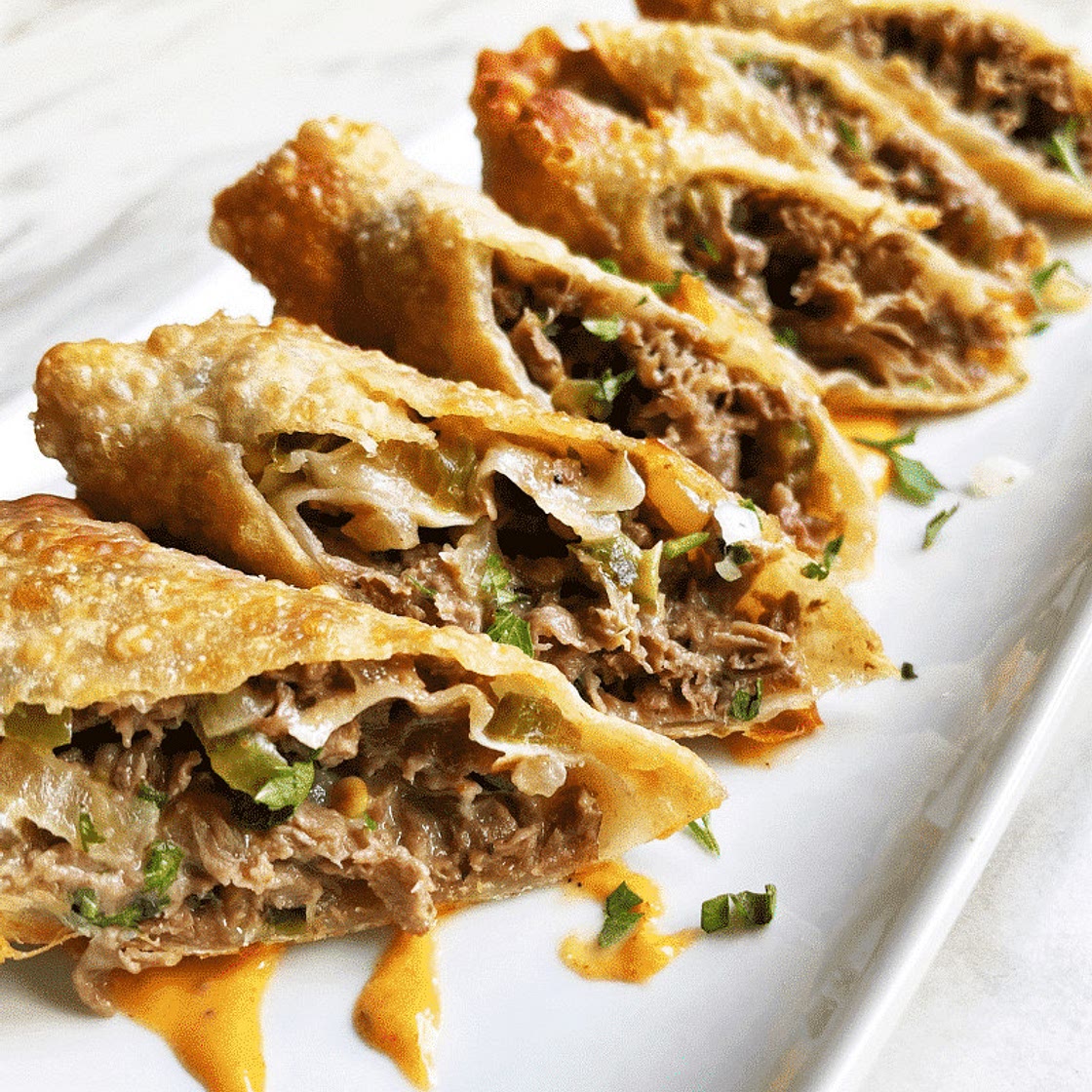 Spicy Cheesesteak Egg Rolls