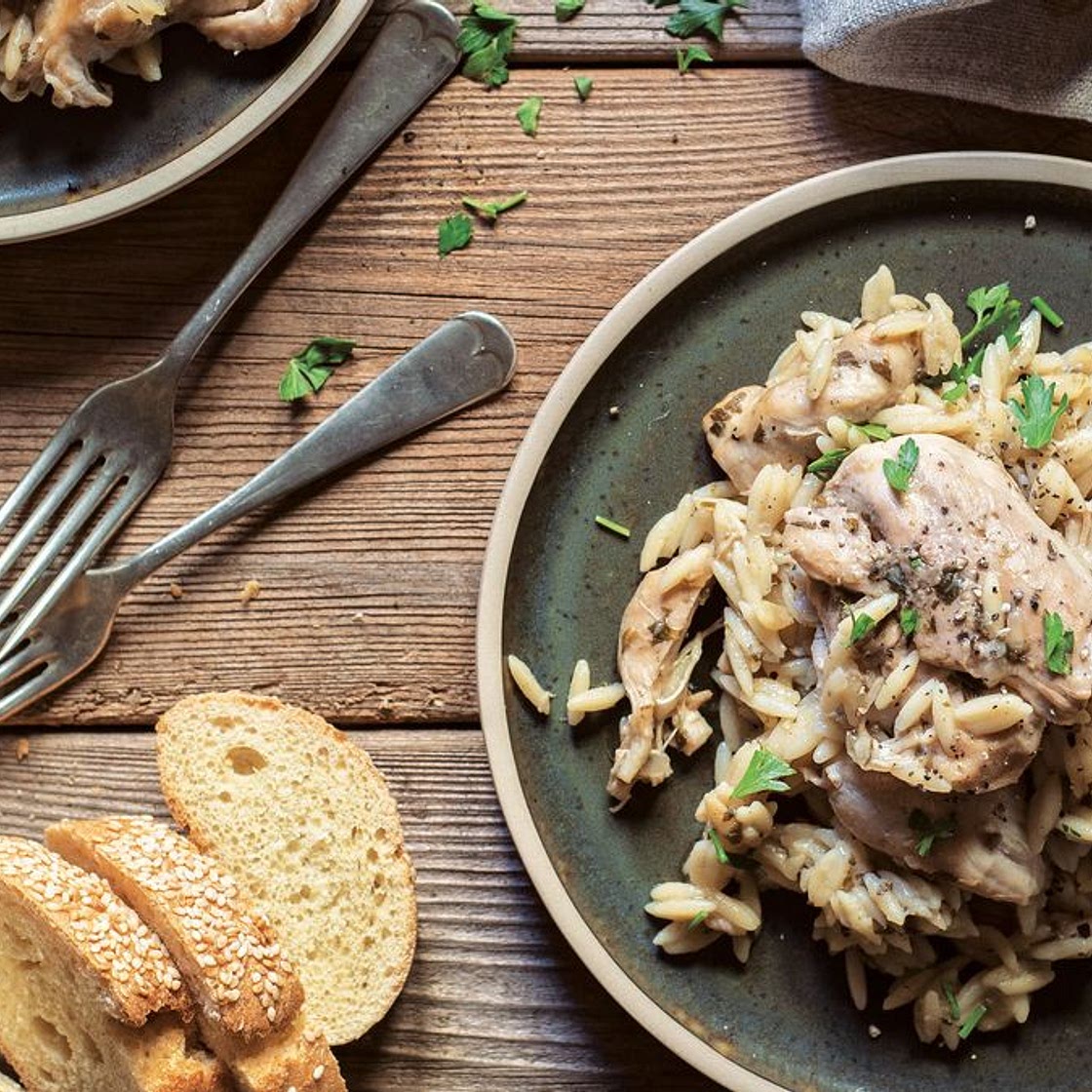 Slow-Cooker White Wine Chicken With Orzo From Eleni Vonissakou