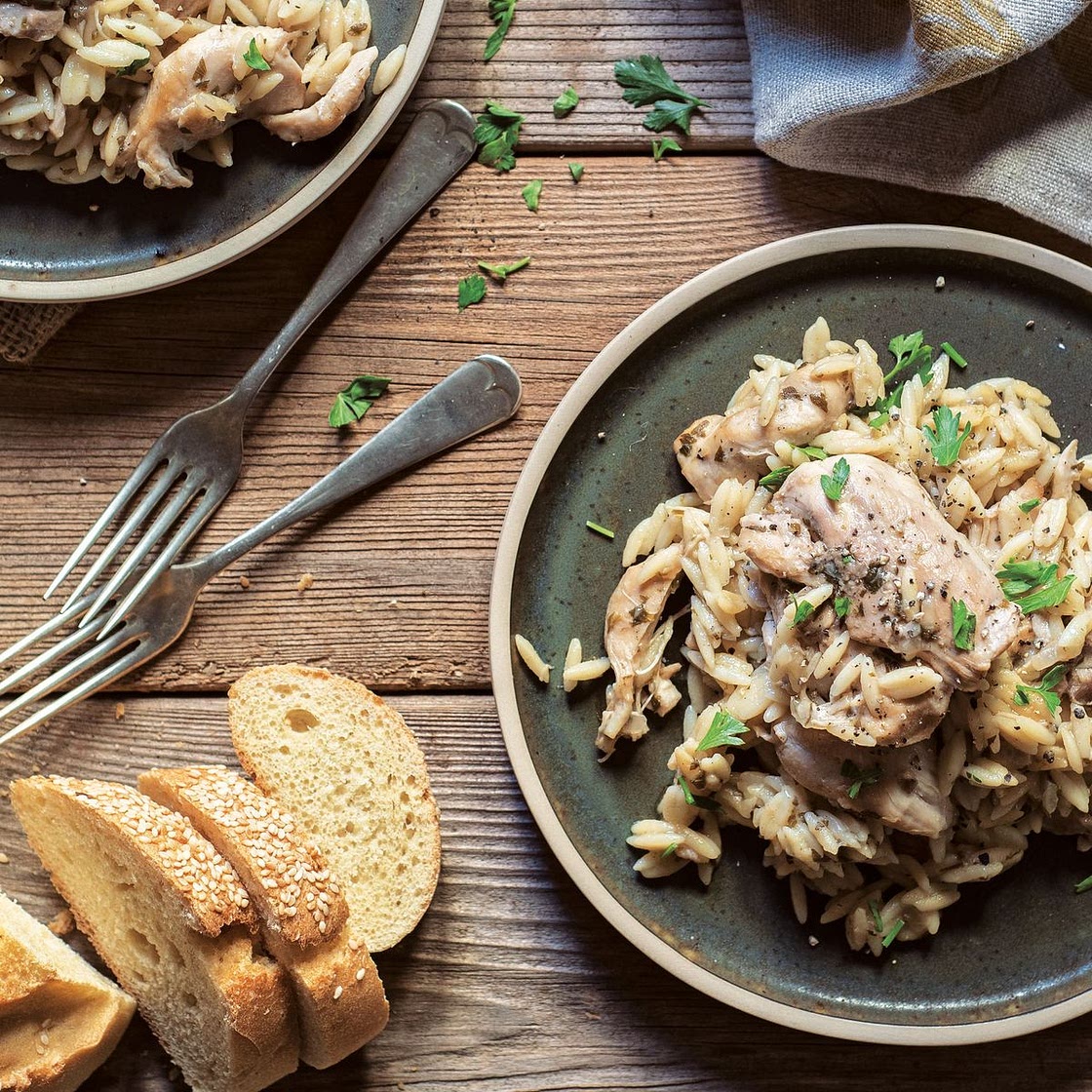 Slow-Cooker White Wine Chicken With Orzo From Eleni Vonissakou