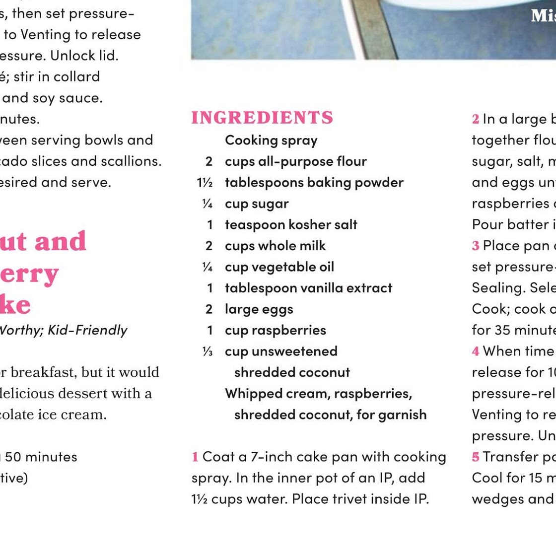 Coconut and raspberry cake