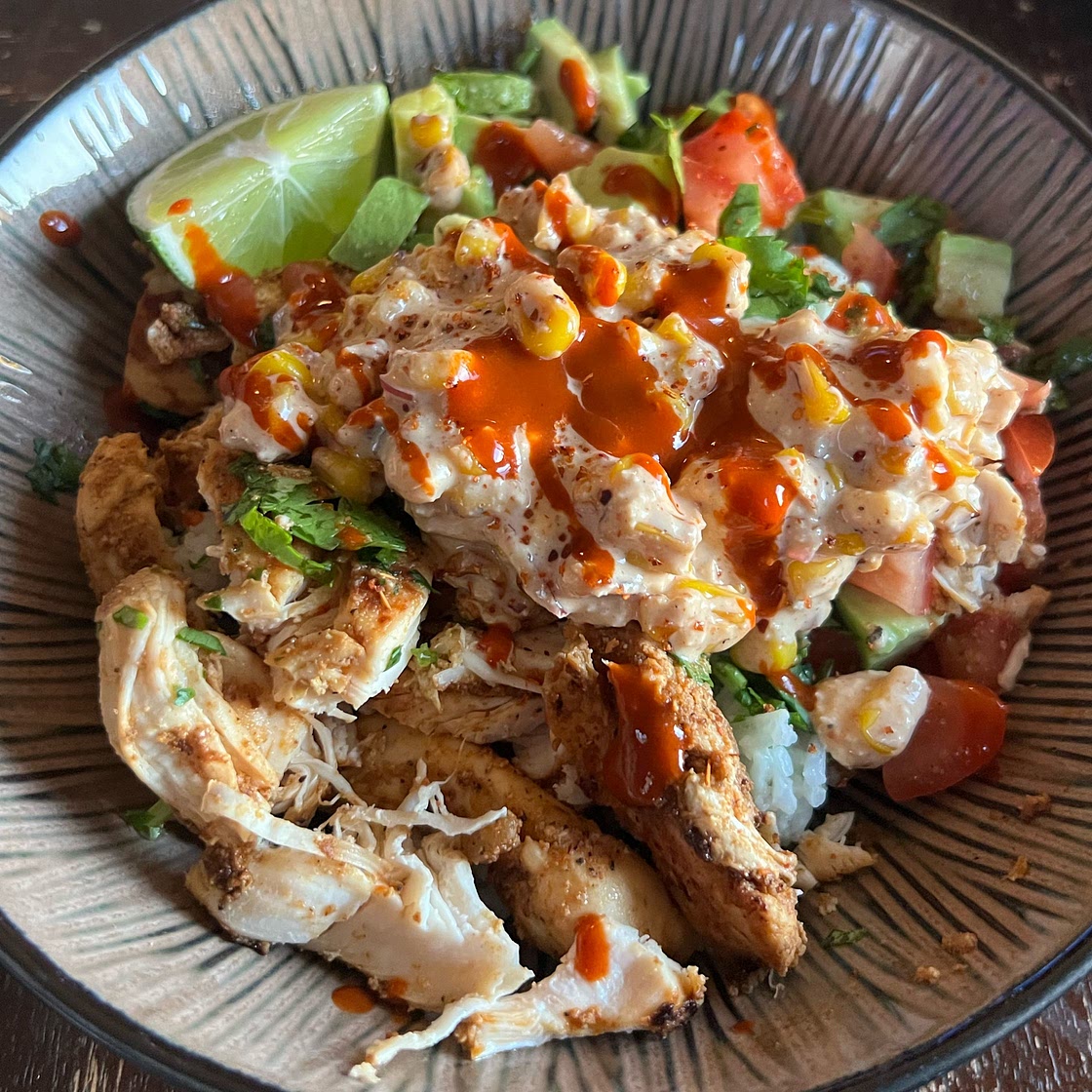 Street Corn Chicken Rice Bowl