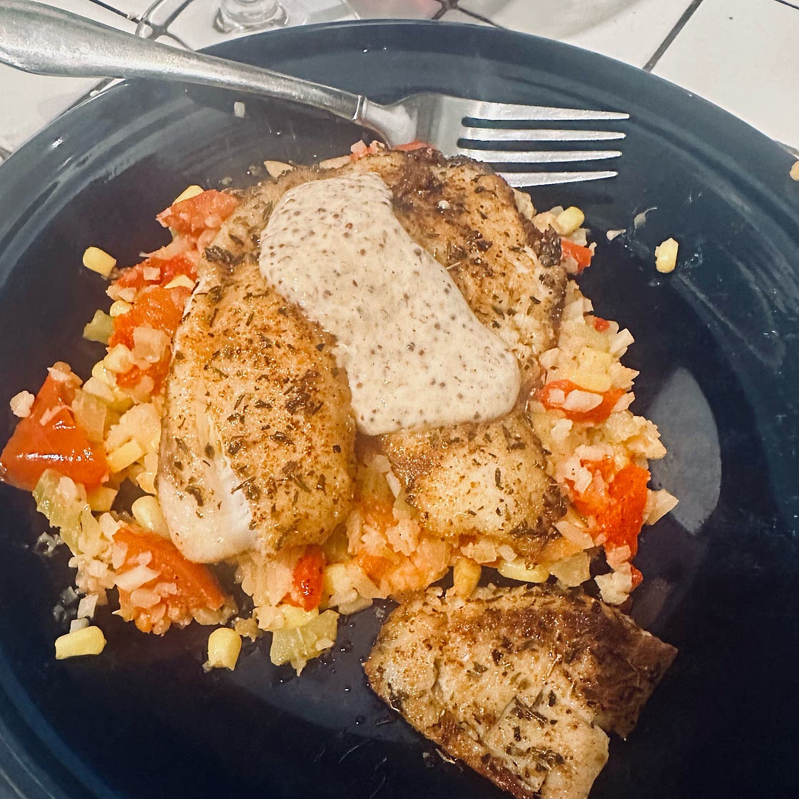 Blackened Tilapia With Dirty “Rice”