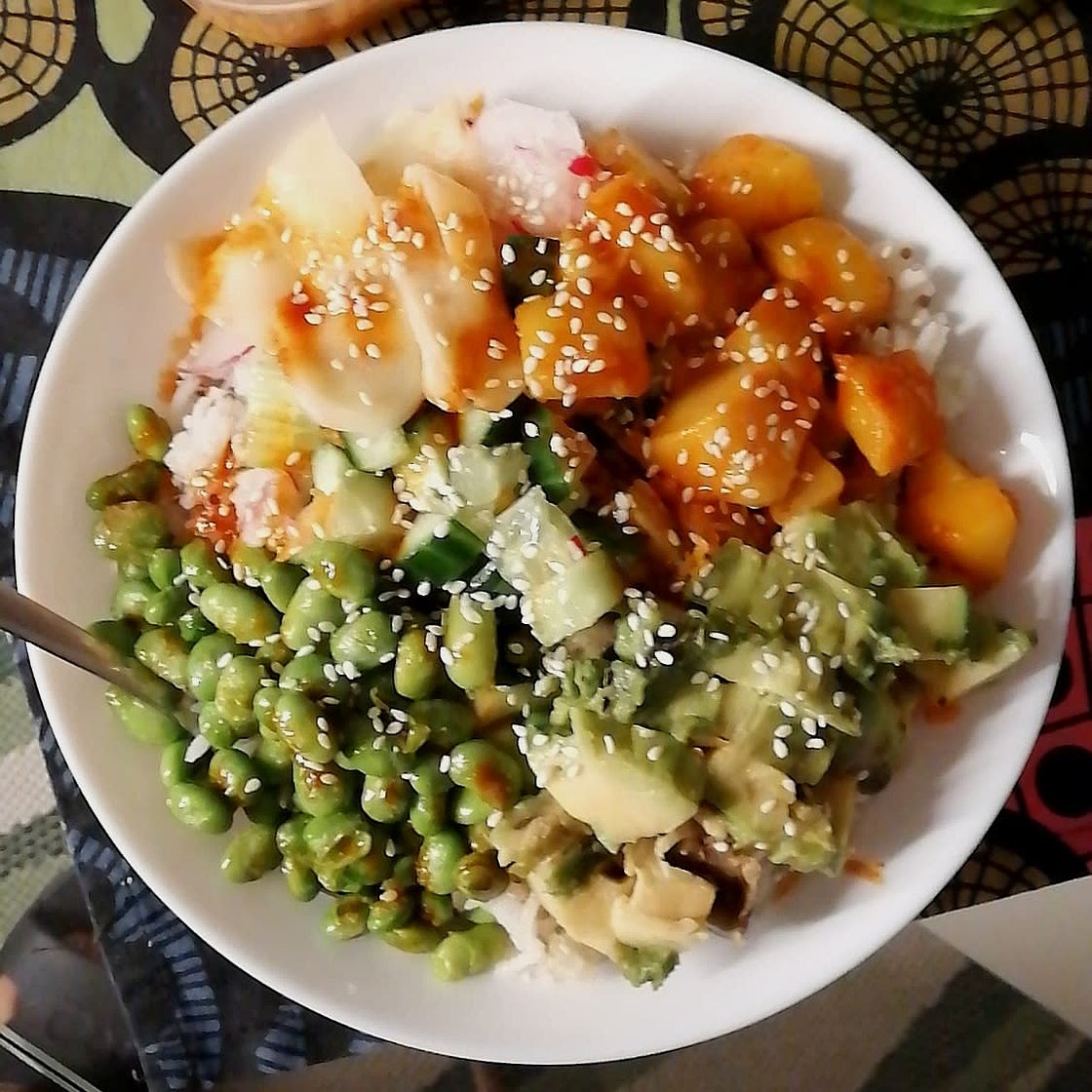 Vegan Spicy ‘Salmon’ Poke Bowl with Ginger Rice