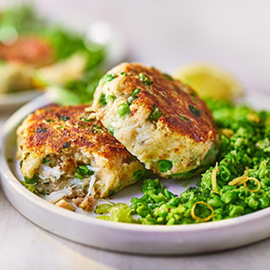 Pea and crab fishcakes