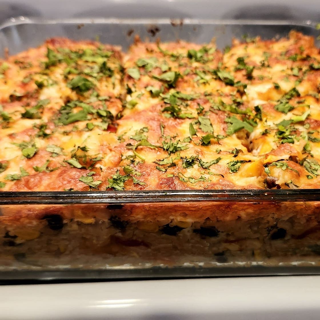 Healthy Vegetarian Mexican Casserole with Rice & Beans