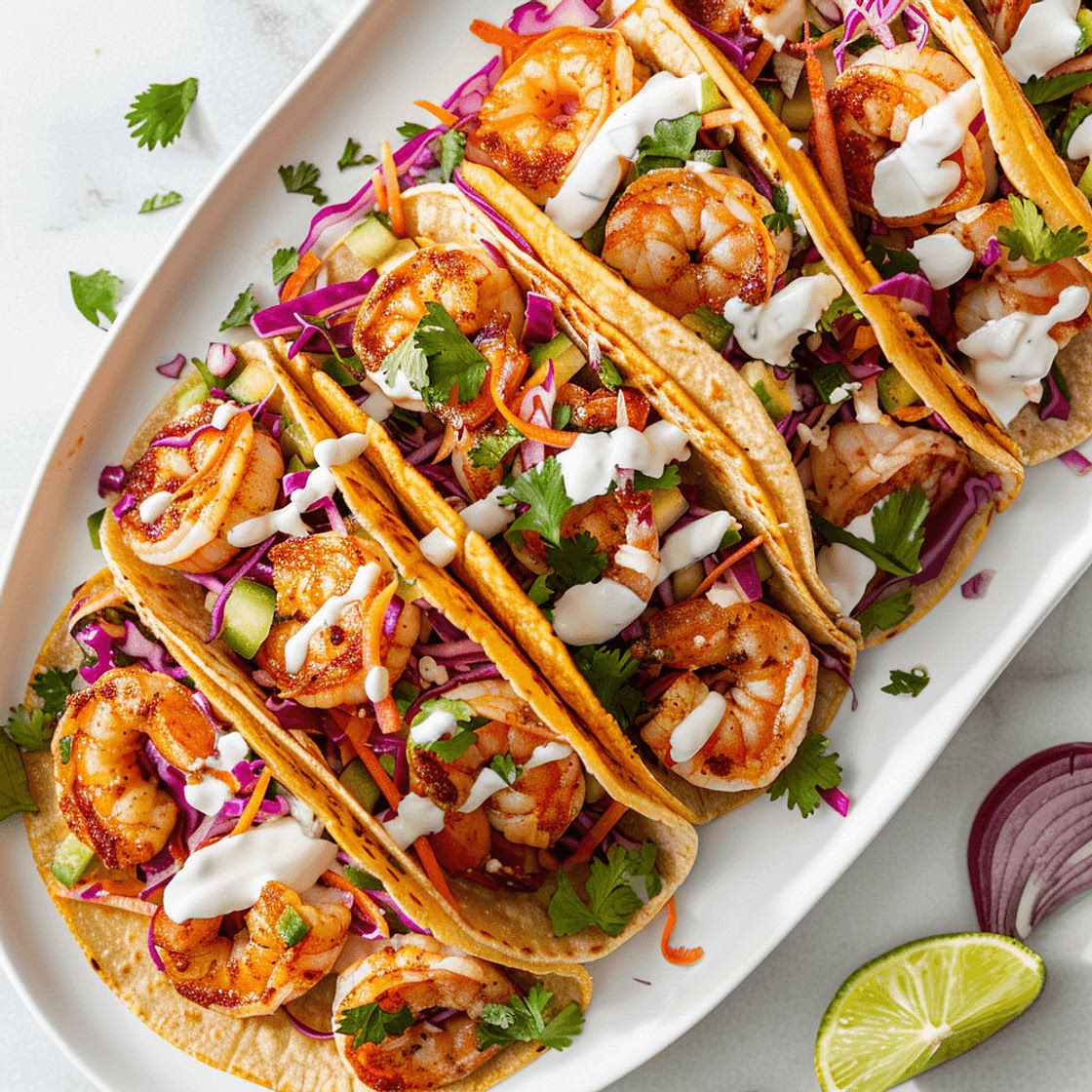 Baja-Style Shrimp Tacos with Cilantro Lime Slaw