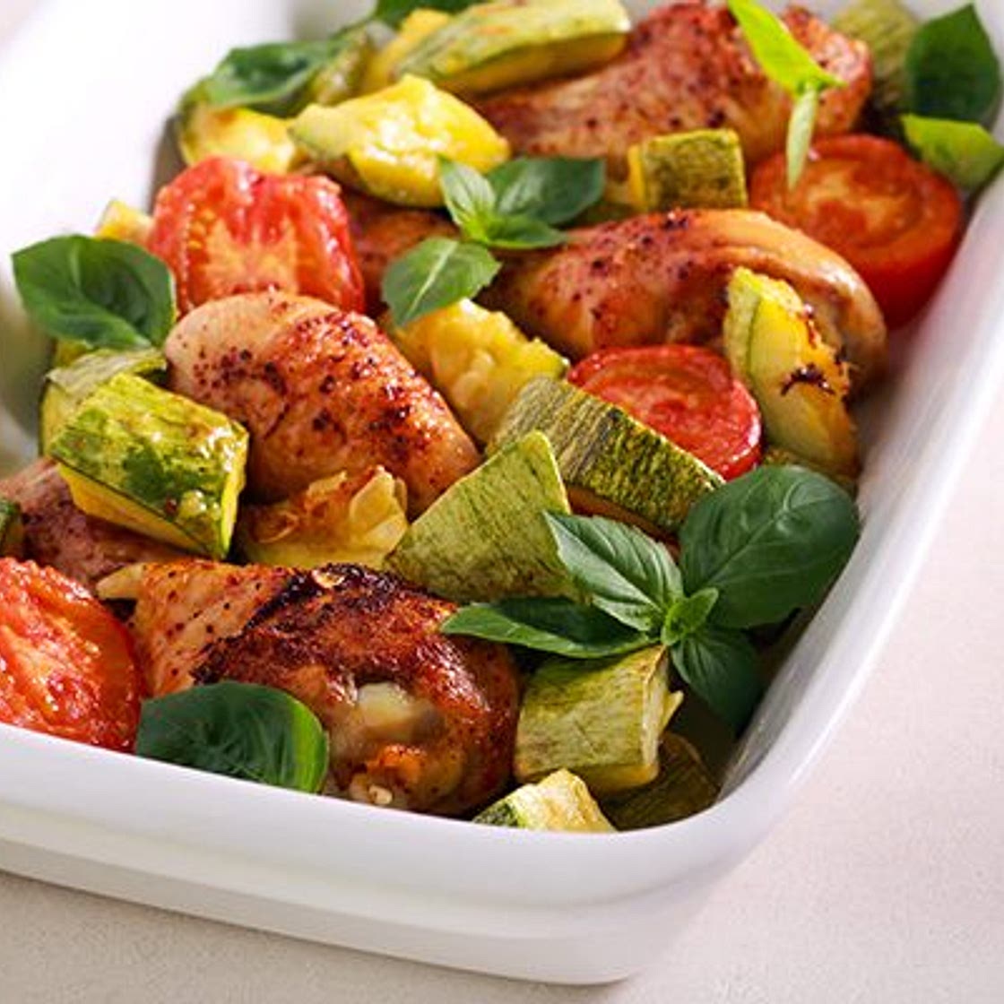 Chicken and vegetable traybake