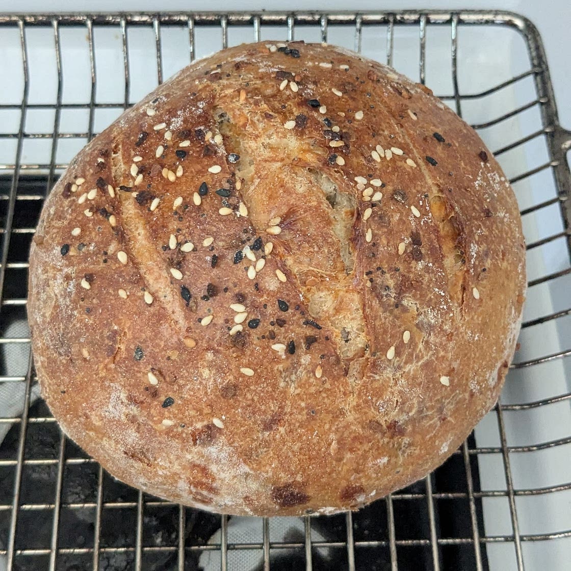 Dutch Oven Bread with Cheddar and Everything Bagel Seasoning