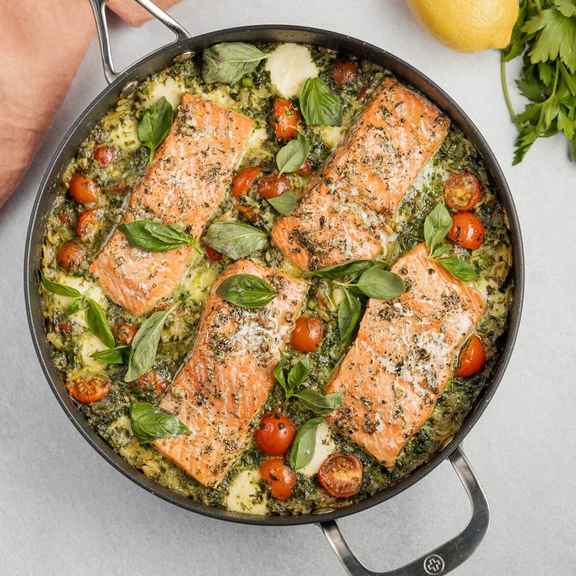 Caprese Inspired Salmon Risoni
