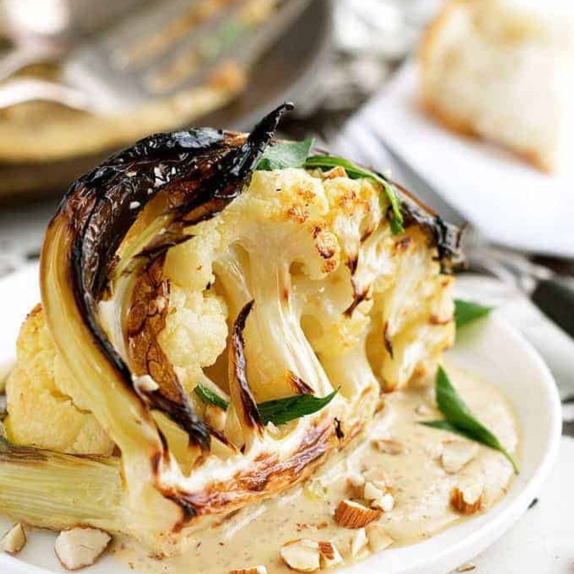 Roasted Cauliflower with Almond Sauce (Ester Restaurant)