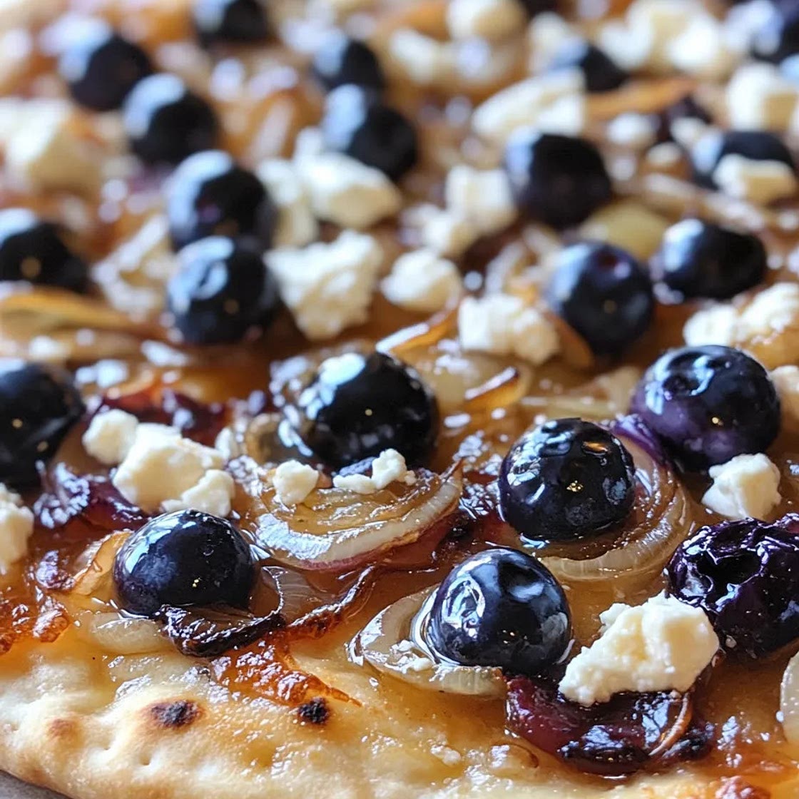Blueberry Feta Naan Pizza with Honey Caramelized Onions (20 Min)