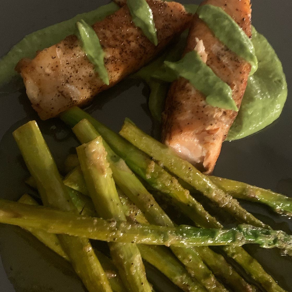 Fish with Avocado Basil Pesto