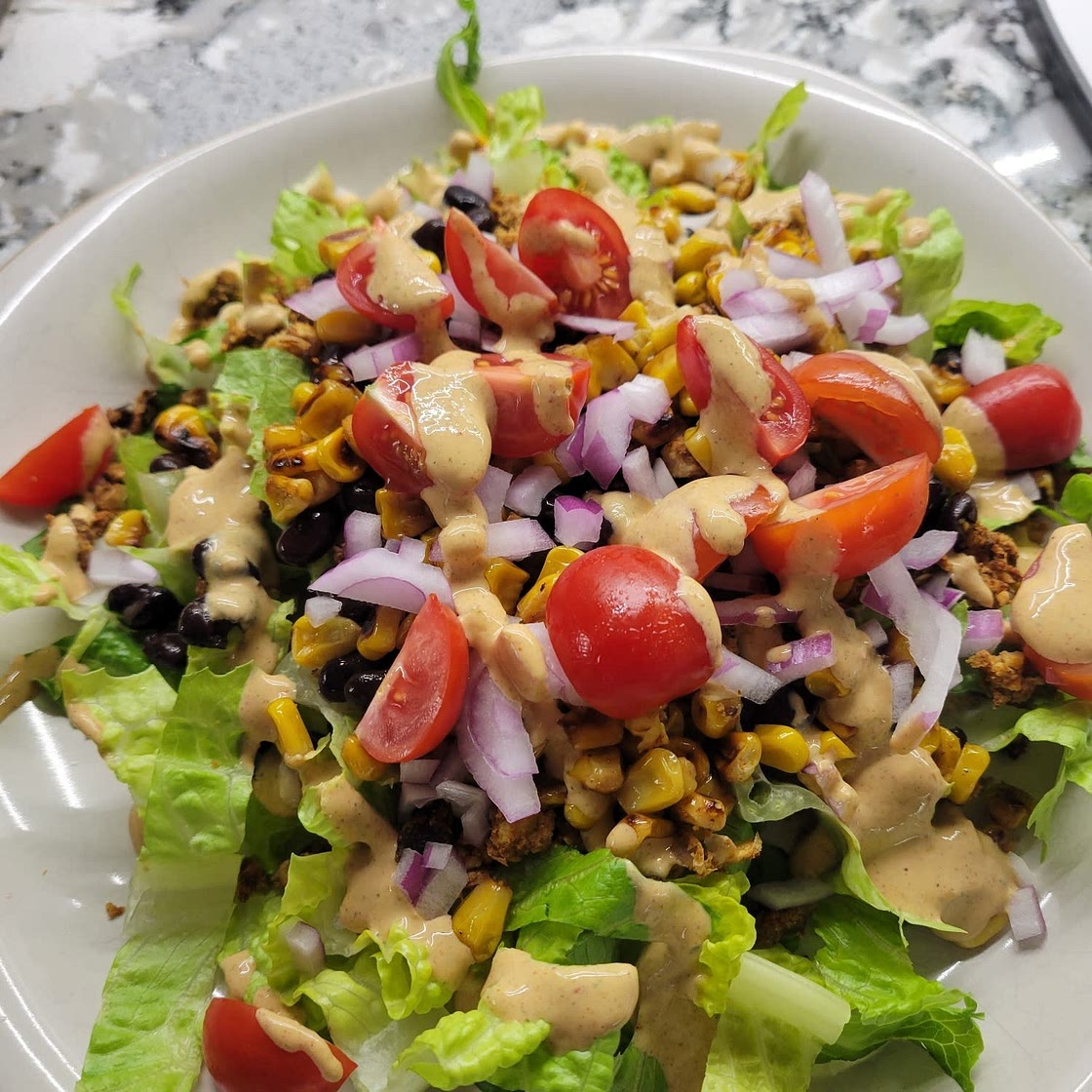 Vegan Taco Salad with Creamy Southwestern Dressing
