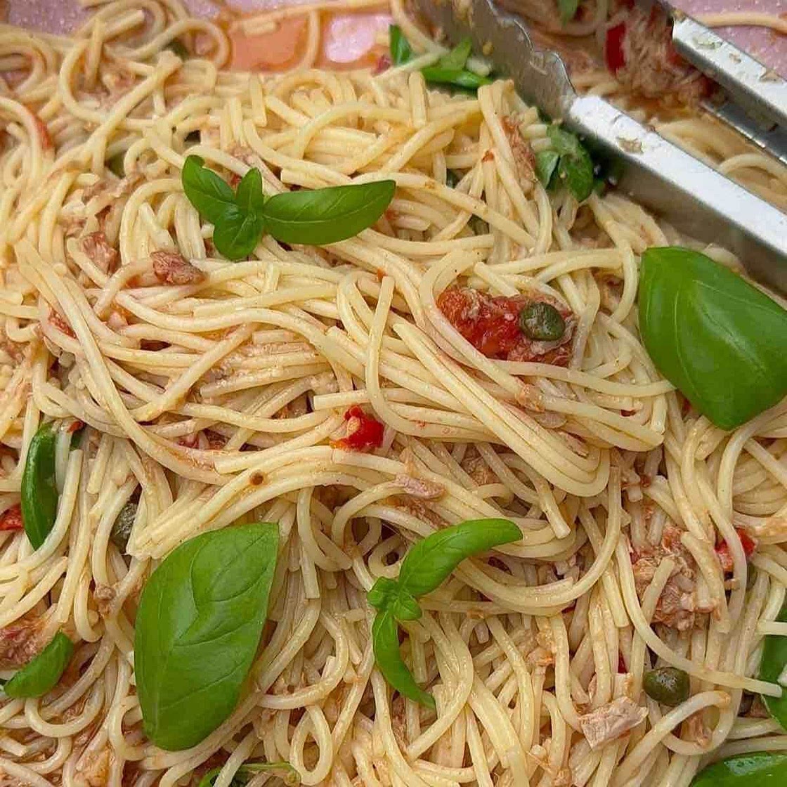 Tuna, caper and chilli spaghetti