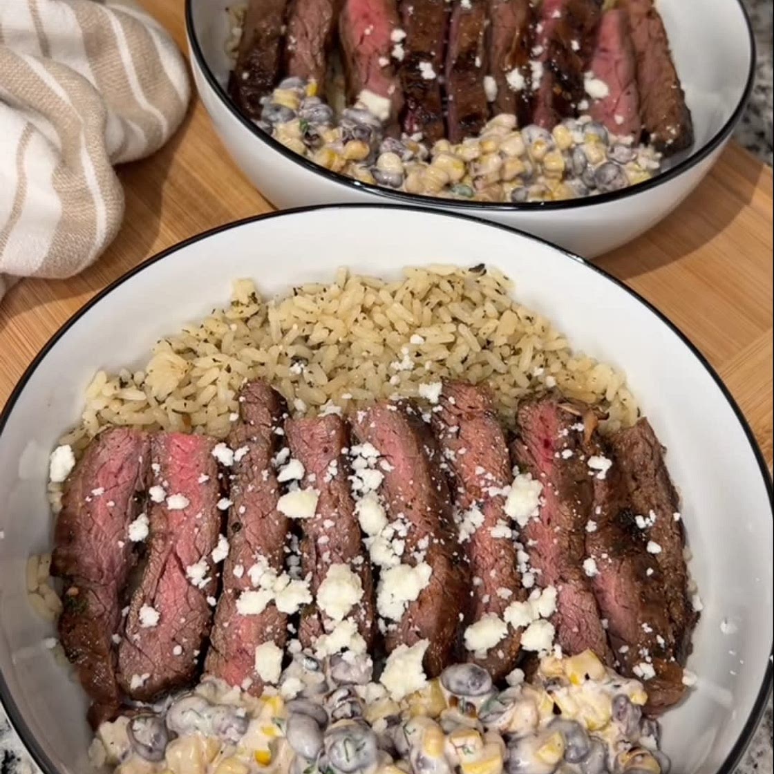 GRILLED SKIRT STEAK W/ BLACK BEAN STREET CORN