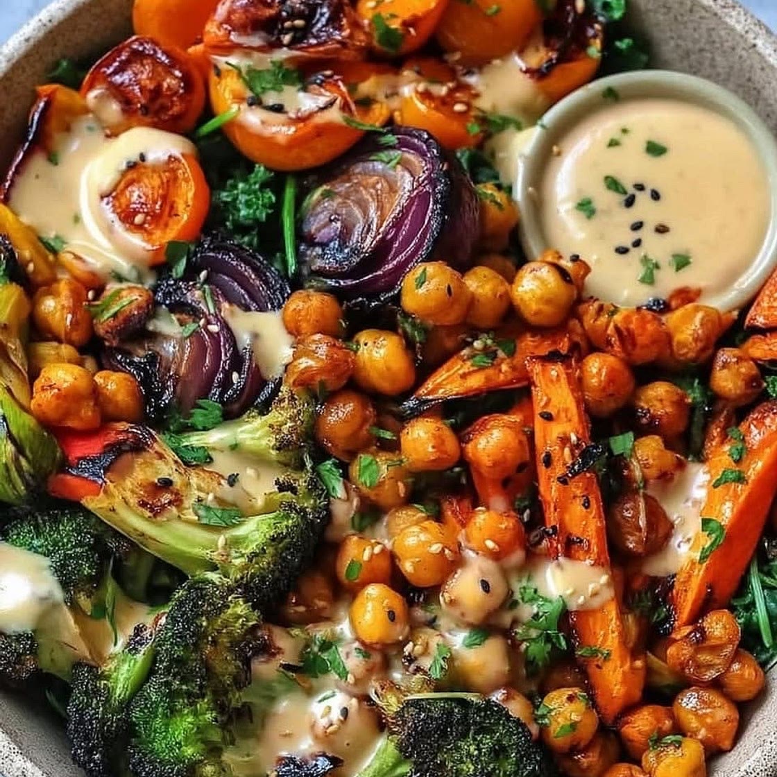Roasted veggie tahini bowl 