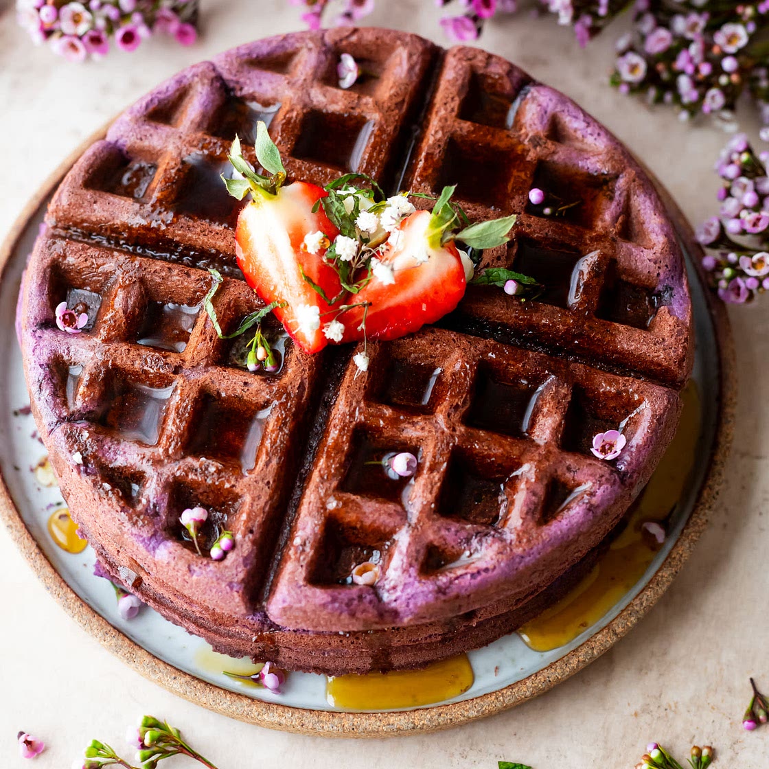 Crispy and Soft Ube Waffles