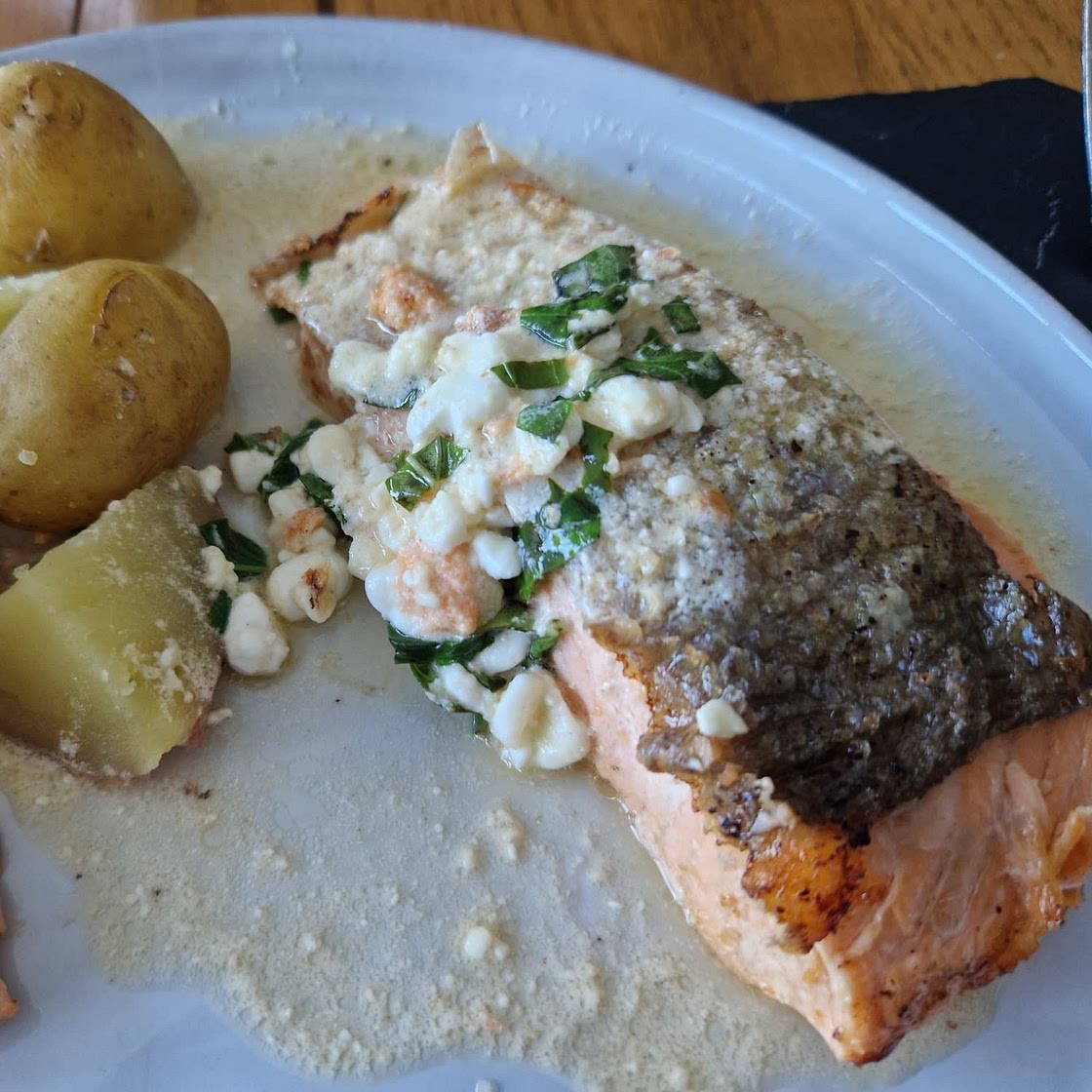 Trout with citrus and basil sauce