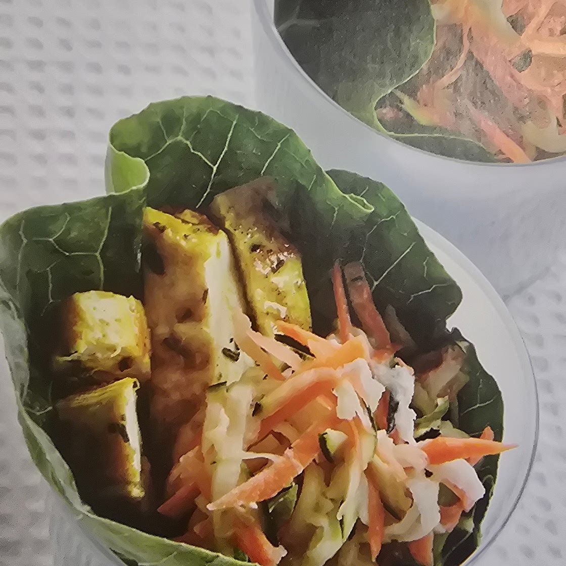 Power-spice chicken collard green wraps