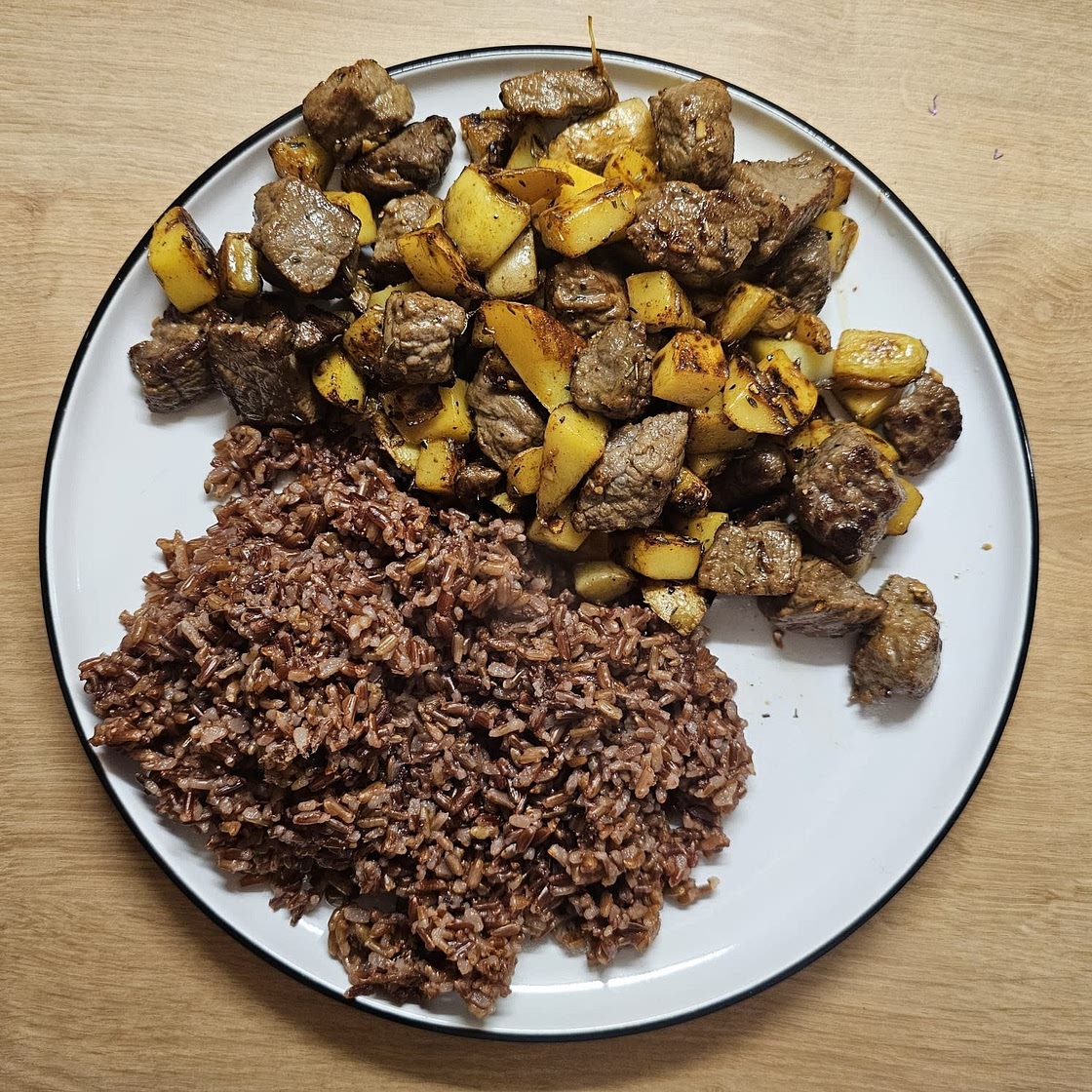 Asian Steak Bites and Potatoes