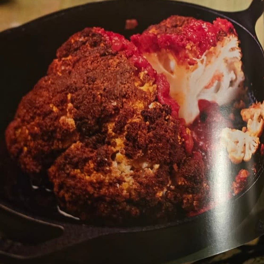 Dr. Finkelstein Roasted Cauliflower "Brain" With Tomato Chutney