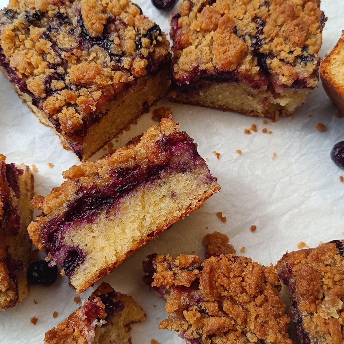 Soft Blueberry Crumb Cake