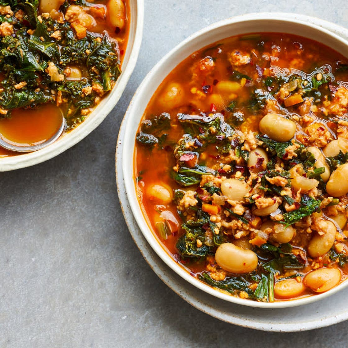 Lemony White Bean Soup With Turkey and Greens