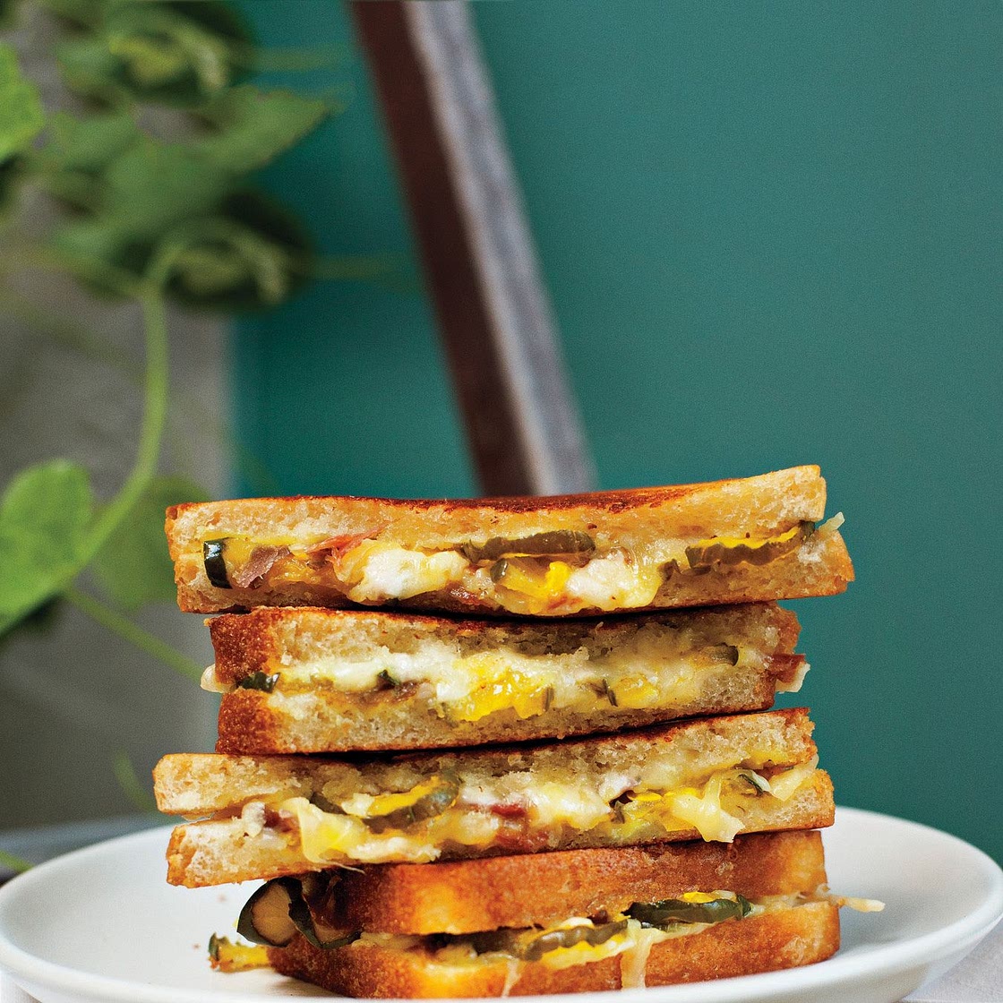 Grilled Ham, Cheese and Pickle Sandwiches