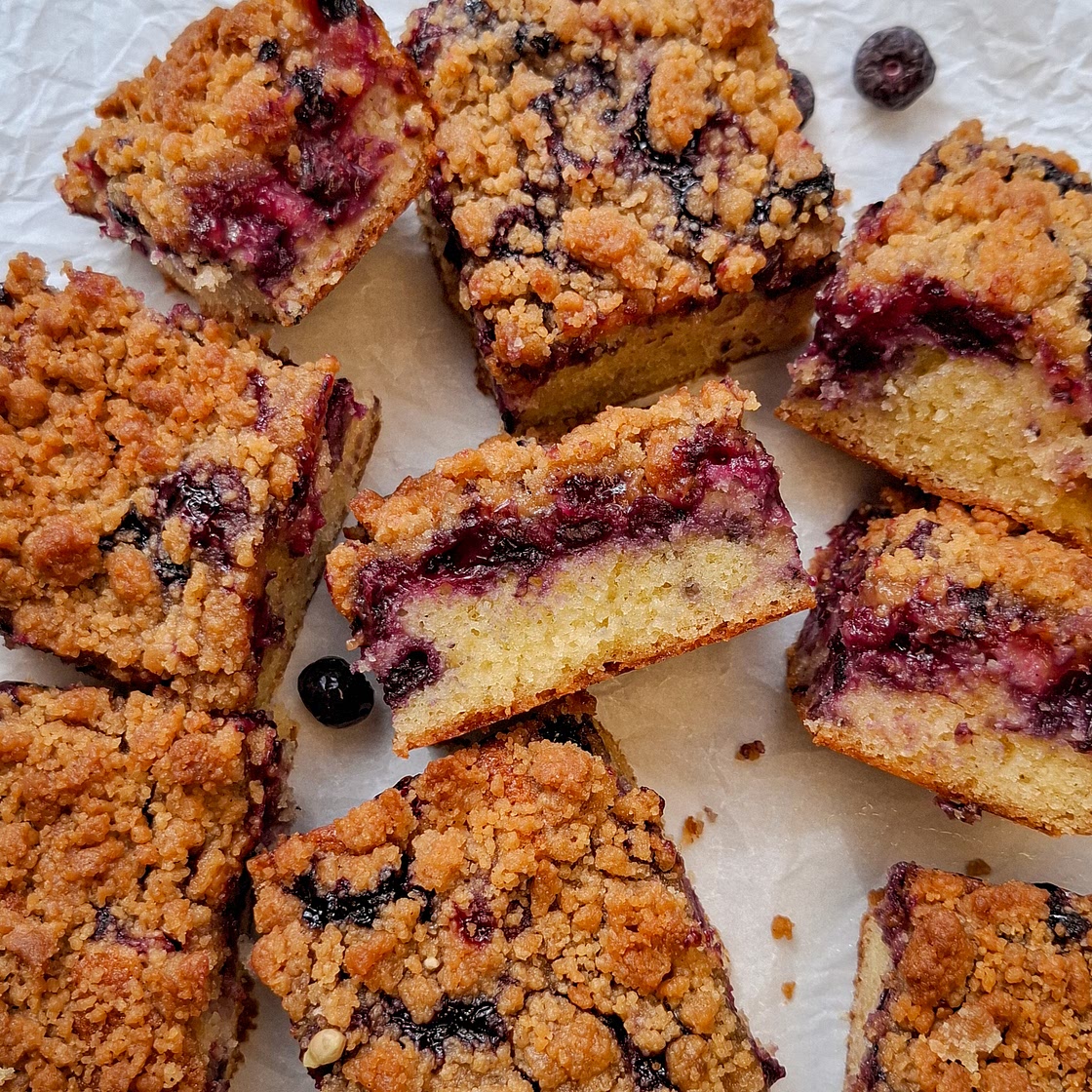Soft Blueberry Crumb Cake