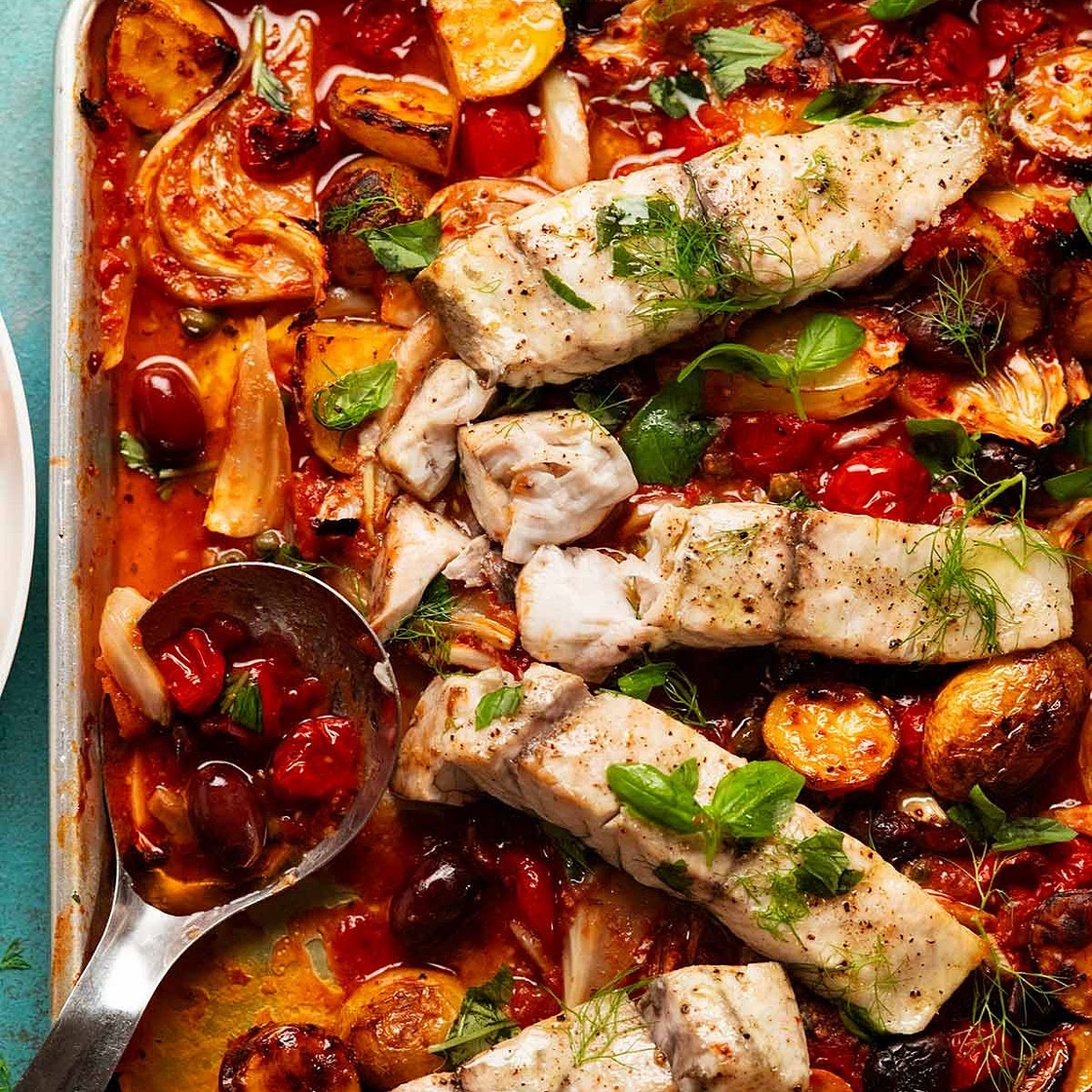 Puttanesca Fish Tray Bake