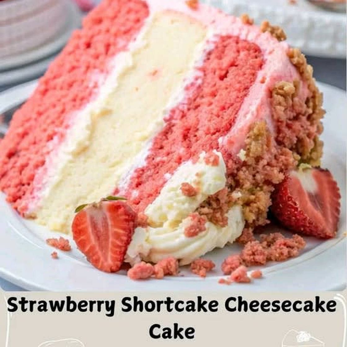 🍰 Strawberry Shortcake Cheesecake Cake 🍓