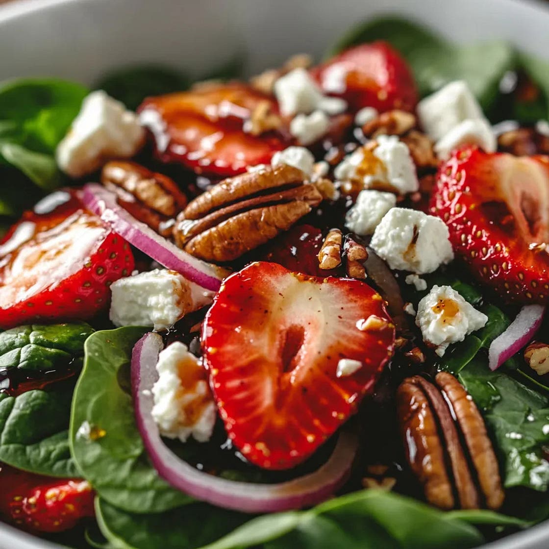 Fresh Strawberry Spinach Salad with Honey Balsamic Vinaigrette