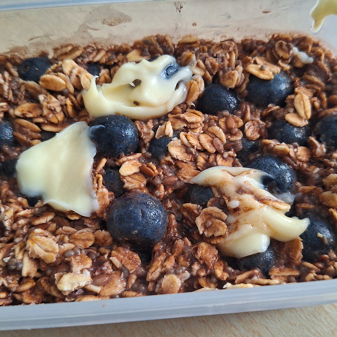 High protein choc overnight oats
