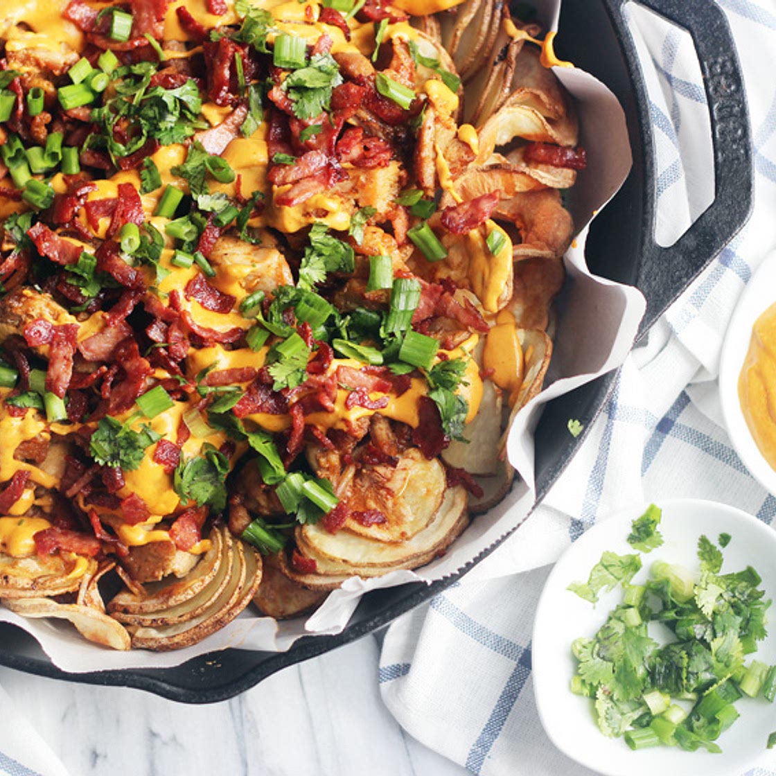 Whole30/Paleo loaded potatoes with marinated chicken and cashew cream