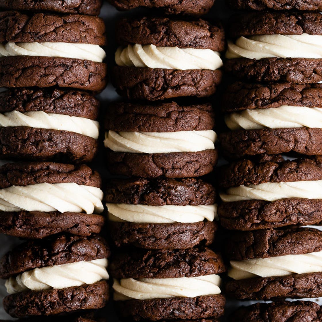 Brownie Cookie Sandwiches with Cookie Dough Buttercream