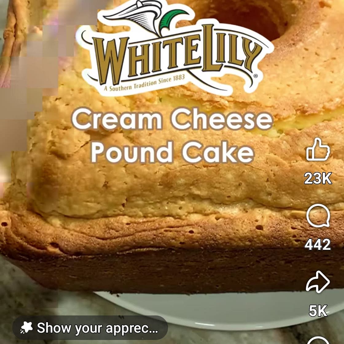 White Lilly cream cheese pound cake 🎂