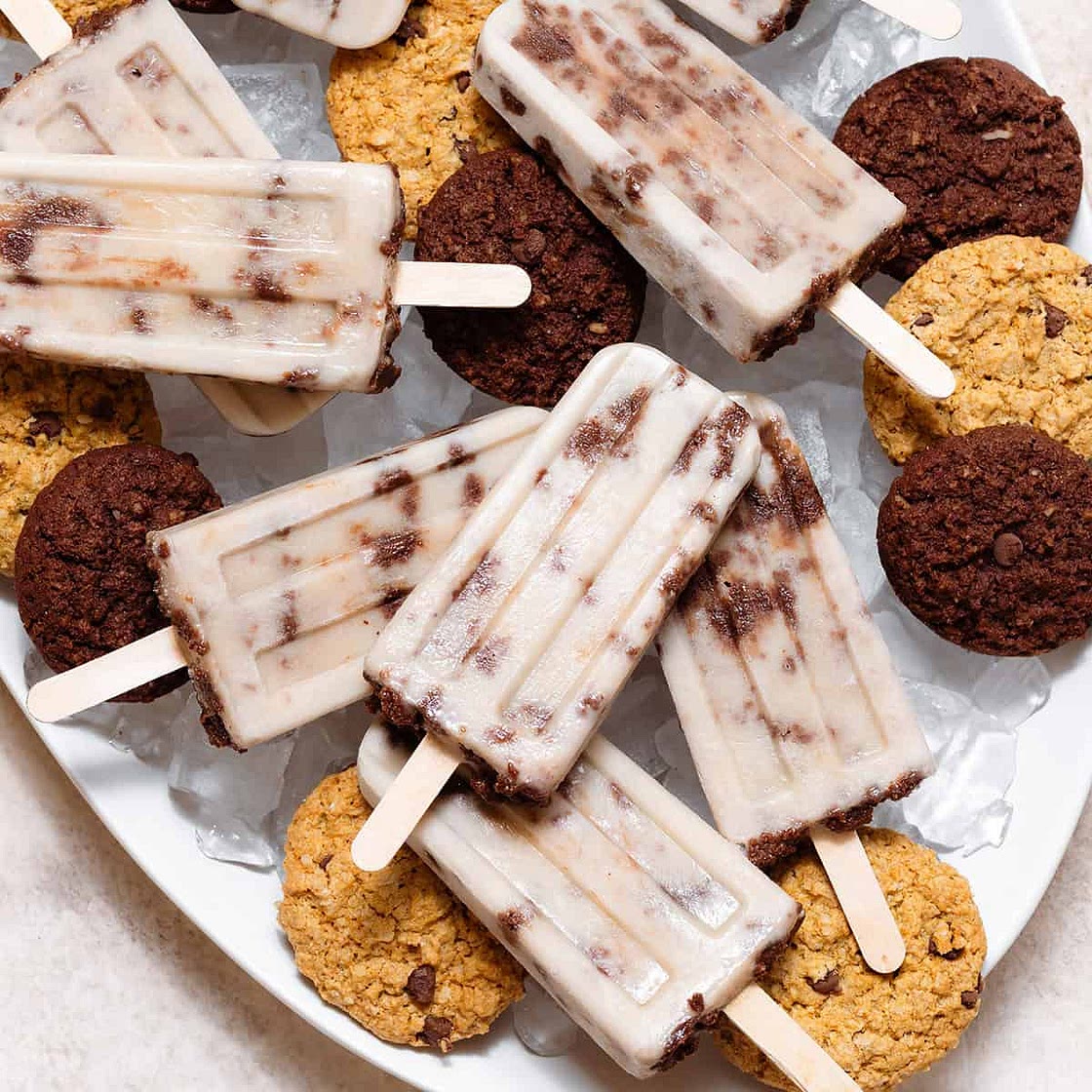Chocolate Cookie Dough Popsicles