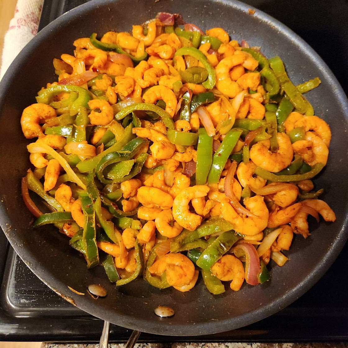 20 Minute Skillet Blackened Shrimp Fajitas
