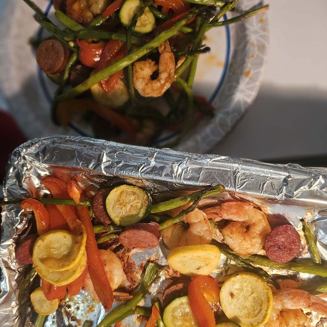 Cajun Shrimp and Sausage Vegetable Sheet Pan